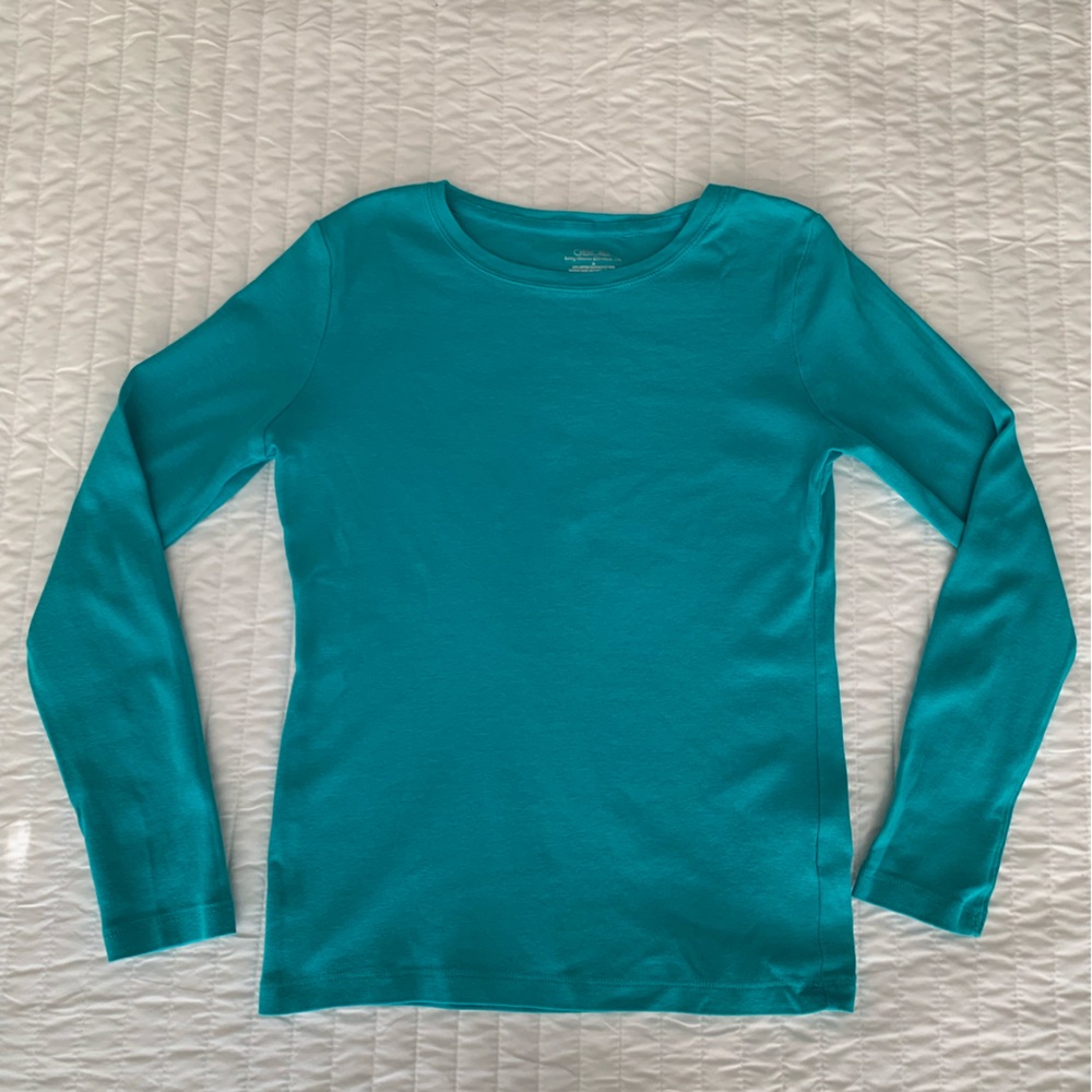 Cherokee Ultimate Shirt Girls Size Large Teal Blue Long Sleeves Classic